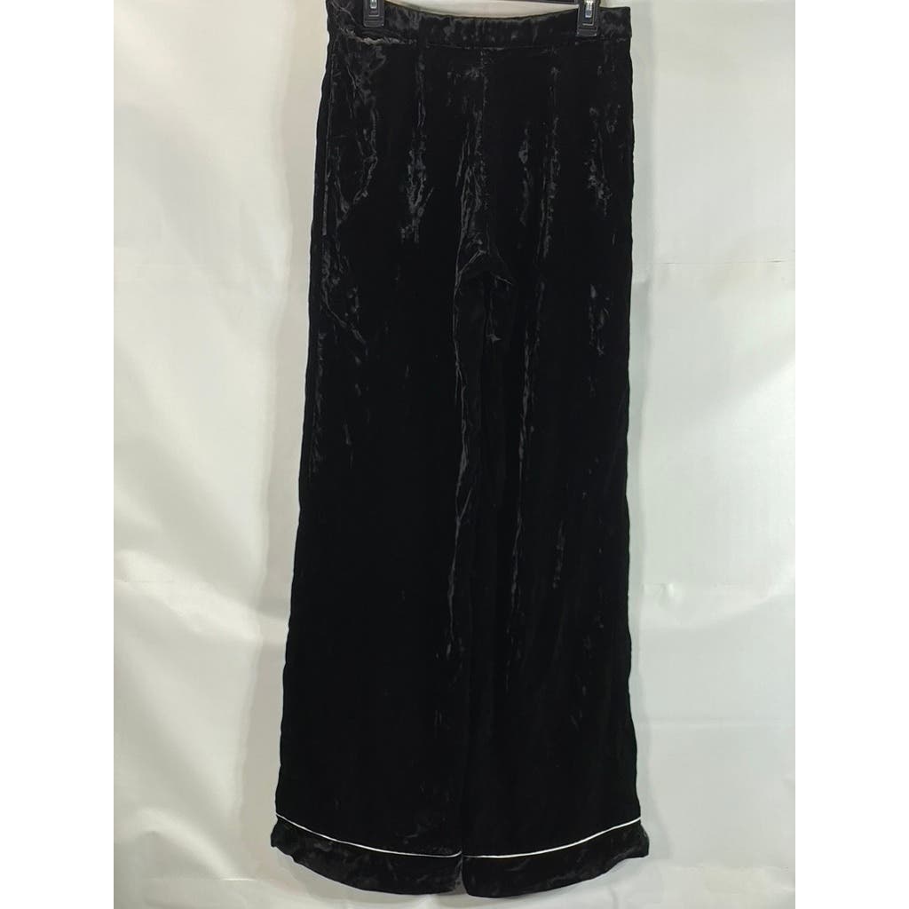 BARNEYS NEW YORK Women's Black Velvet Wide-Leg Pants SZ 42(US 6)