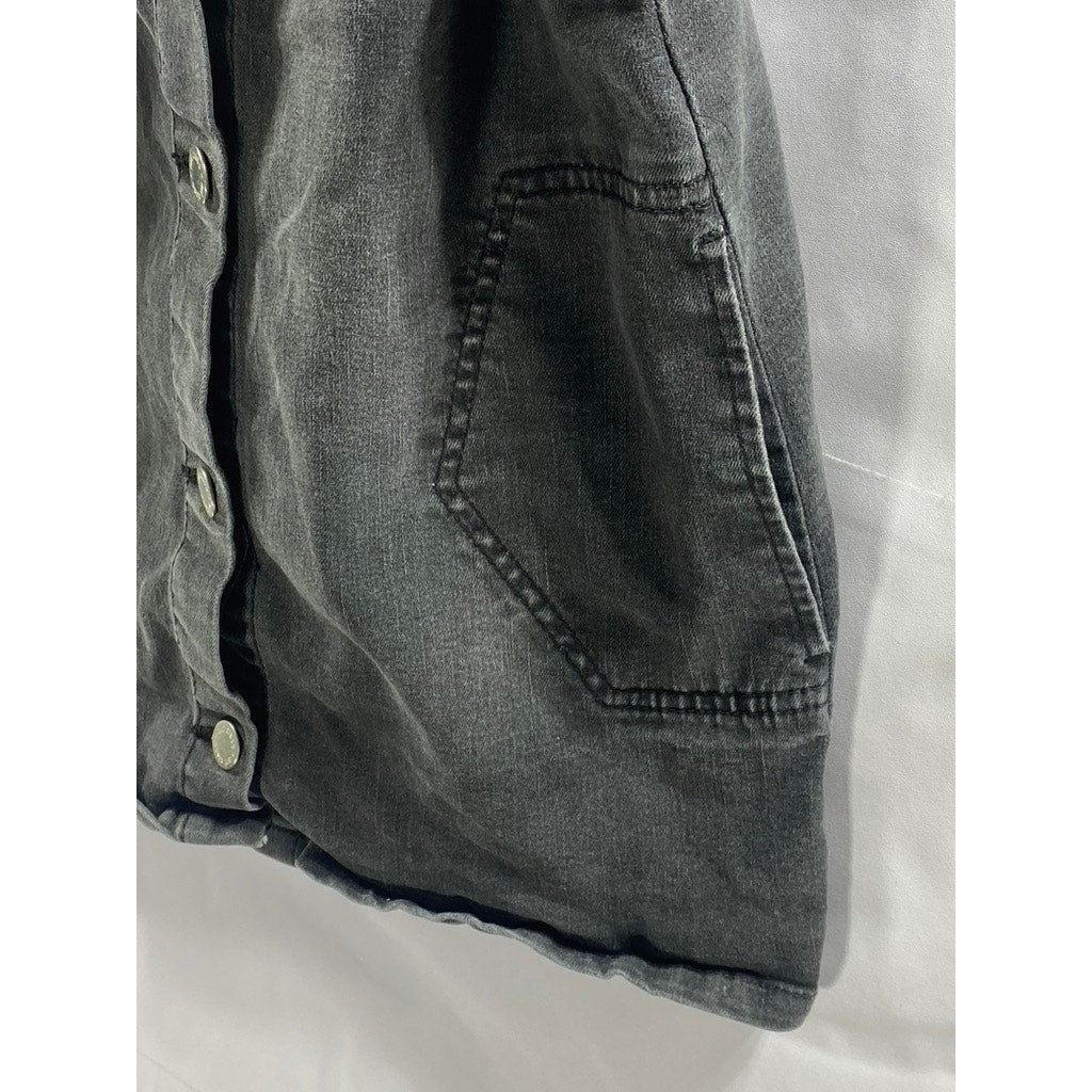 ART CLASS X TARGET Girls' Washed Black Denim Button-Front Overall Dress SZ L