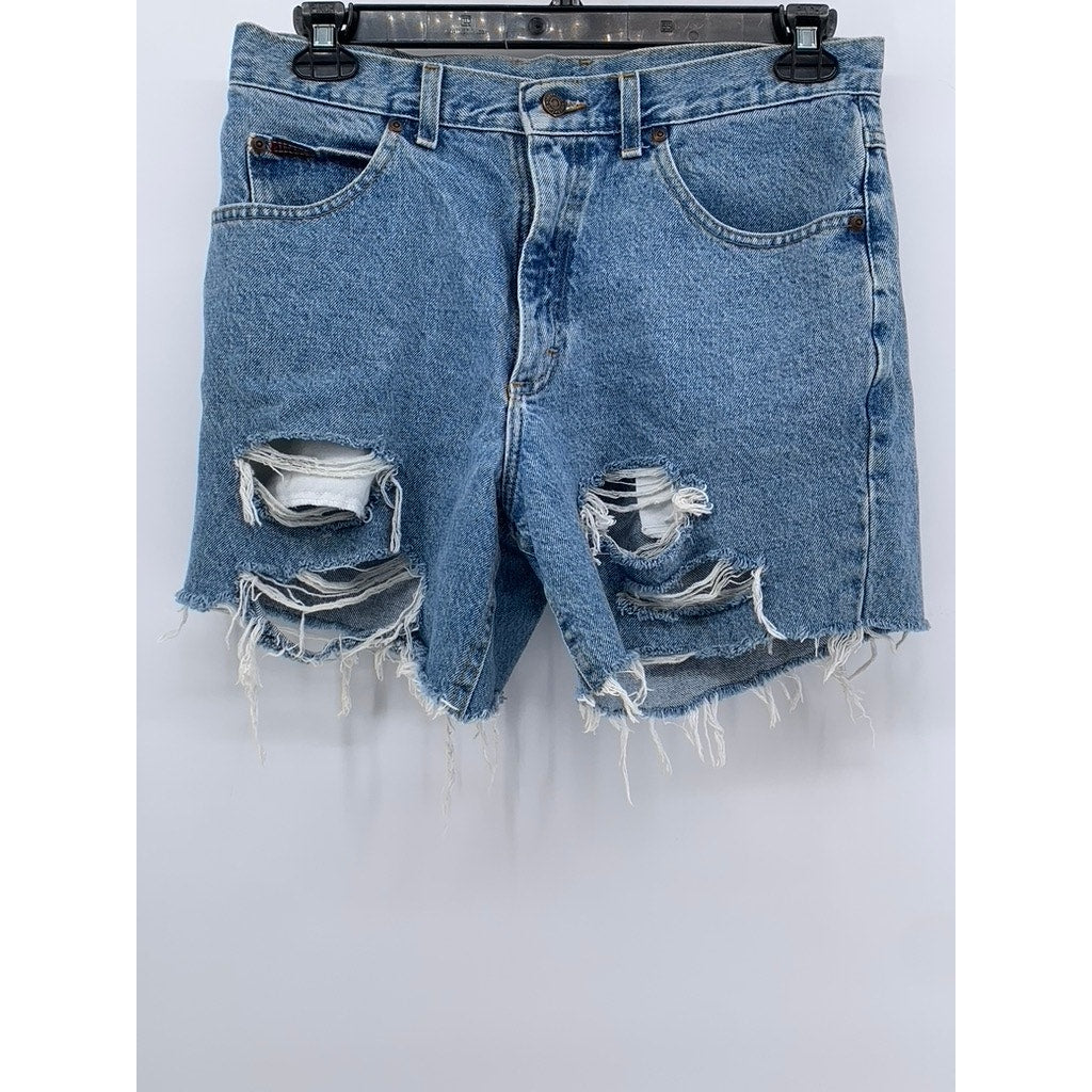 LEE Women's Blue Denim Vintage Distressed Cut-Off Shorts SZ 33