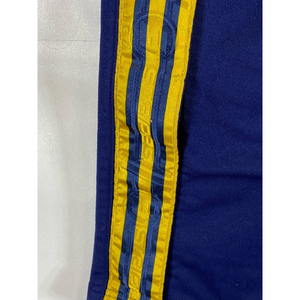 ADIDAS Youth Navy/Yellow 3-Stripe Hem Vintage  Pull-On Active Pants SZ XL