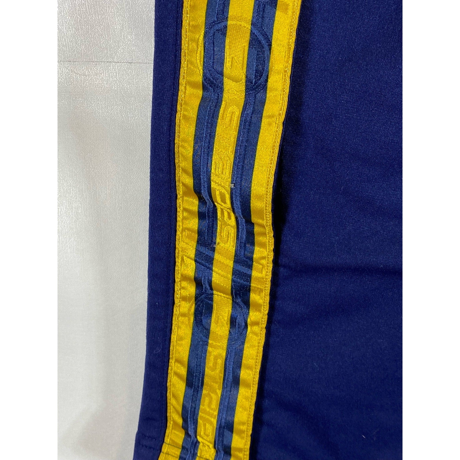 ADIDAS Youth Navy/Yellow 3-Stripe Hem Vintage  Pull-On Active Pants SZ XL