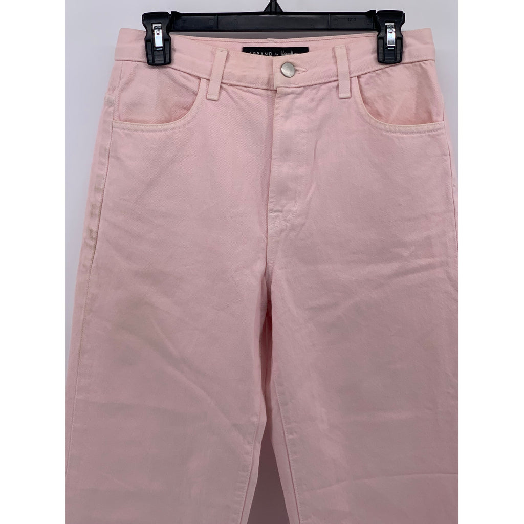 J BRAND Women’s Light Pink High Rose Straight-Leg Joan Cropped Pants SZ 28