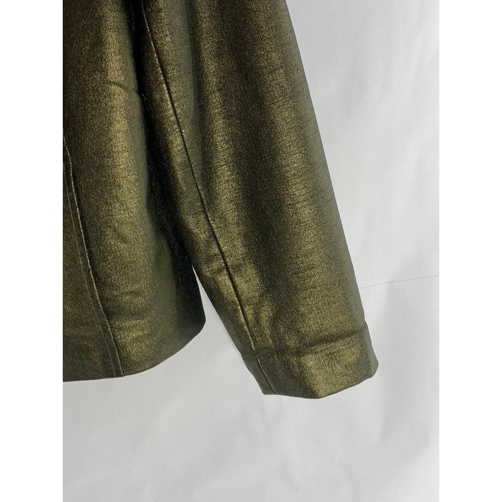 PROPORTION PETITES CONRAD C Women's Vintage Metallic Faux-Leather Jacket SZ 12