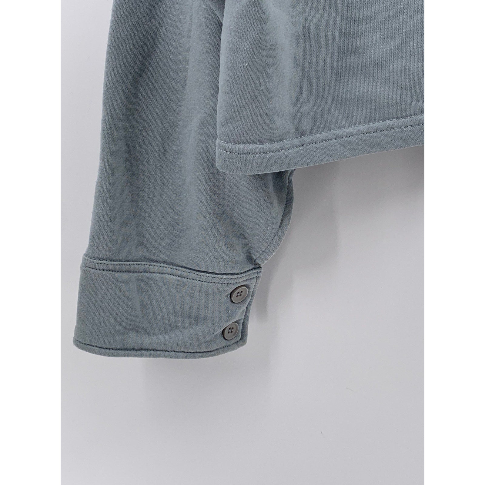 NEW IN Women's Dusty Blue Long Sleeve Pullover Cropped Henley Sweater SZ S