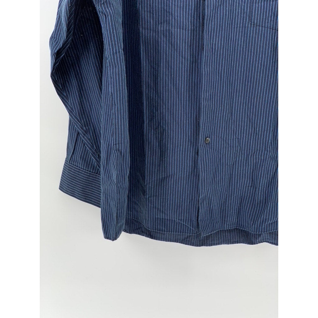 VAN HEUSEN Men's Blue Striped Button-Up Long Sleeve Regular-Fit Shirt SZ XL