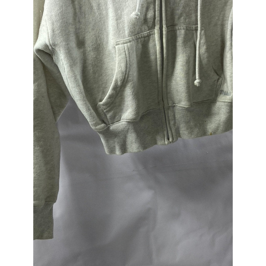 TNA Women's Light Gray Cozy Sweatfleece Boyfriend Fit Boxy Zip-Up Hoodie SZ S