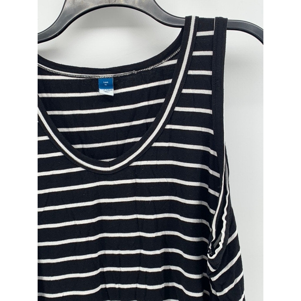 OLD NAVY Women's Black-White luxe Striped Relaxed-Fit Tank Top SZ XL