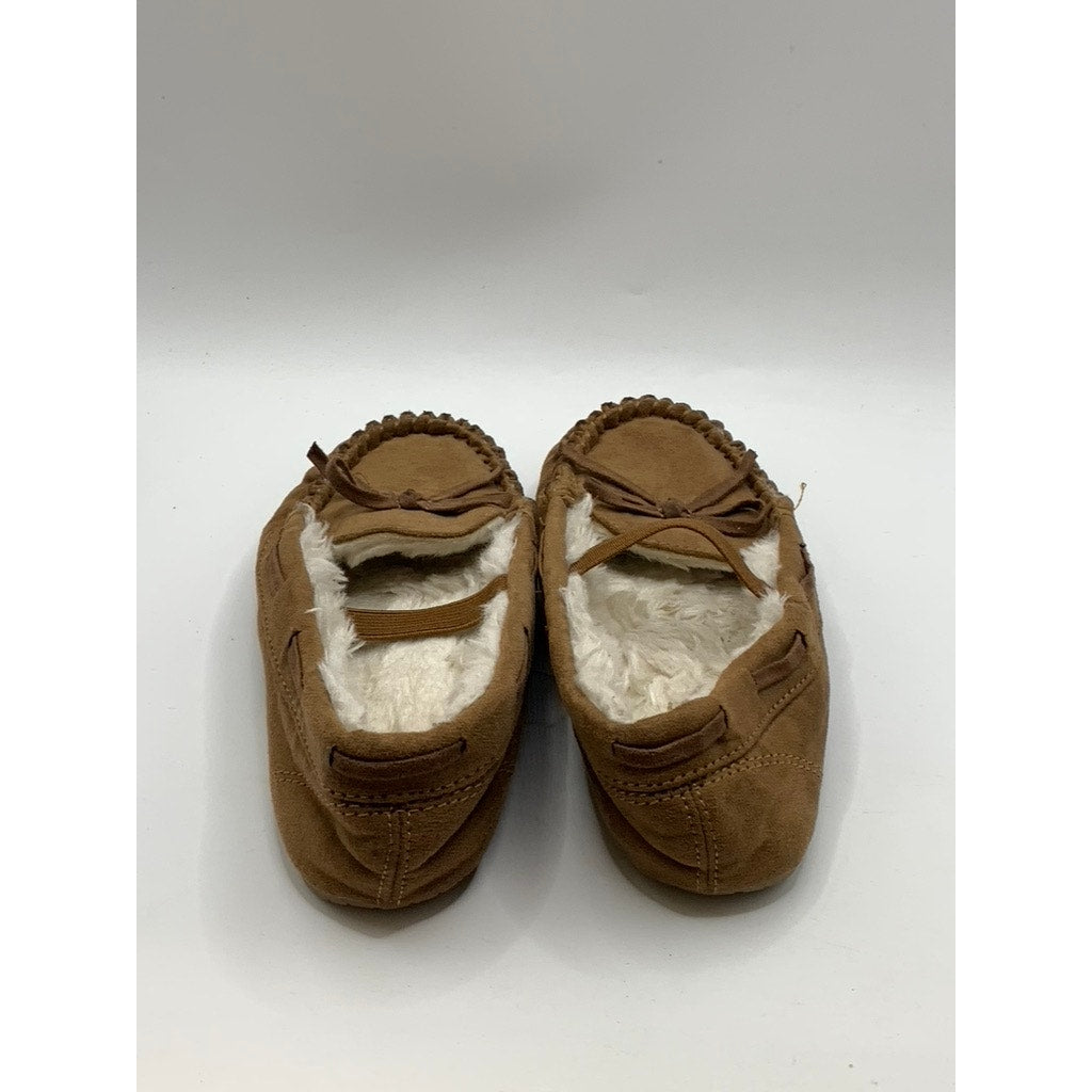 UNBRANDED Little Girls' Tan Faux-Fur Moccasin Slippers SZ 11