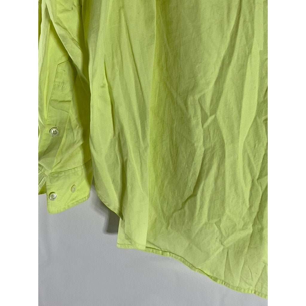 WILFRED FREE Women's Lime Green Oversized Button-Up Long Sleeve Top SZ XS