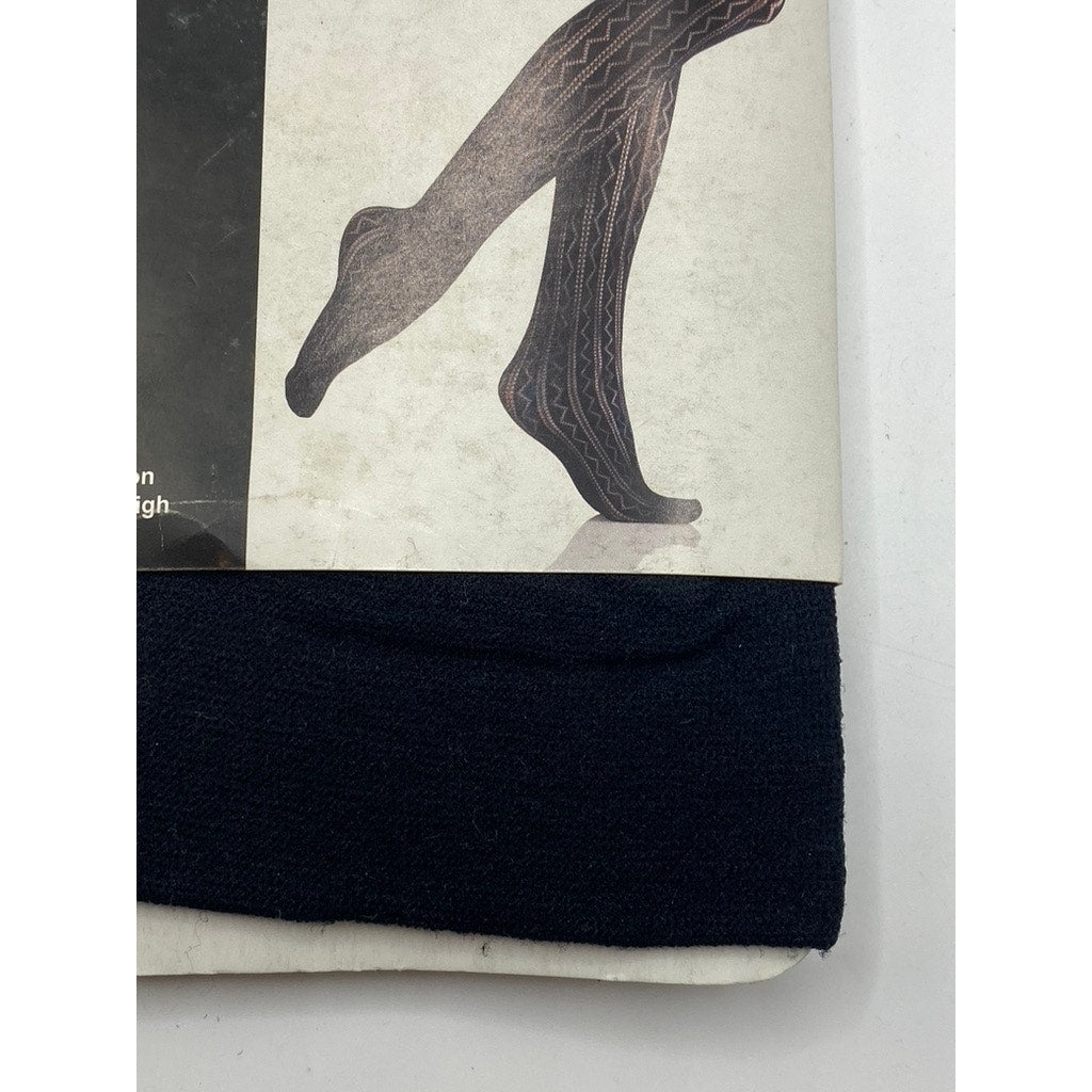 FOOT TRAFFIC Women's Black Cutout Stretch Pull-On Knee High Socks SZ OS
