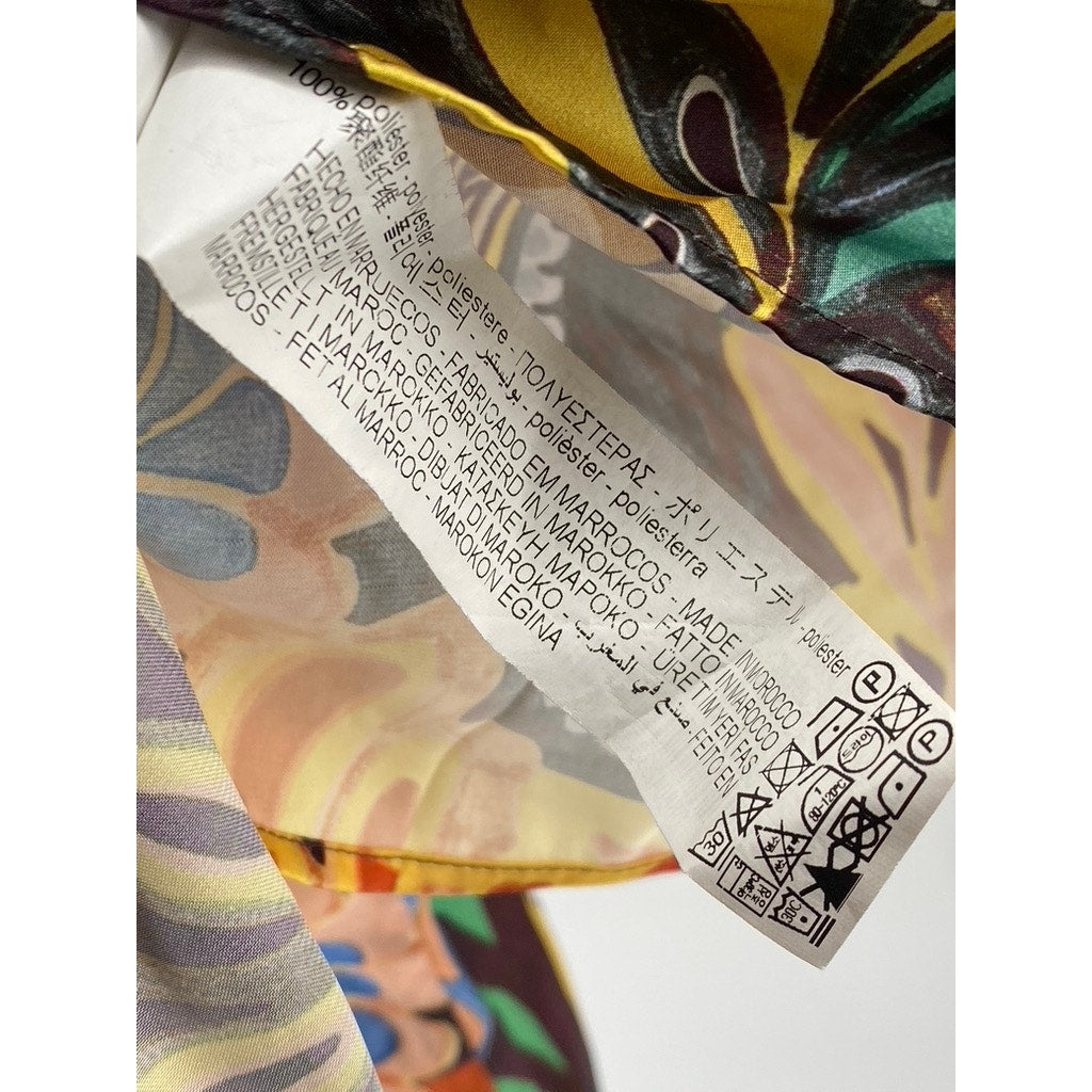 ZARA Women's Black-Multi Printed V-Neck Wrap Long Sleeve Top SZ M