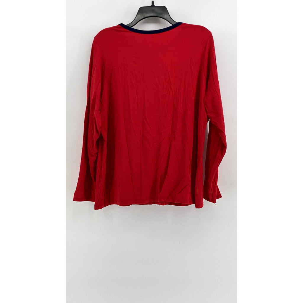 LANDS' END Women's Plus Red Crewneck Long Sleeve Top SZ 1X