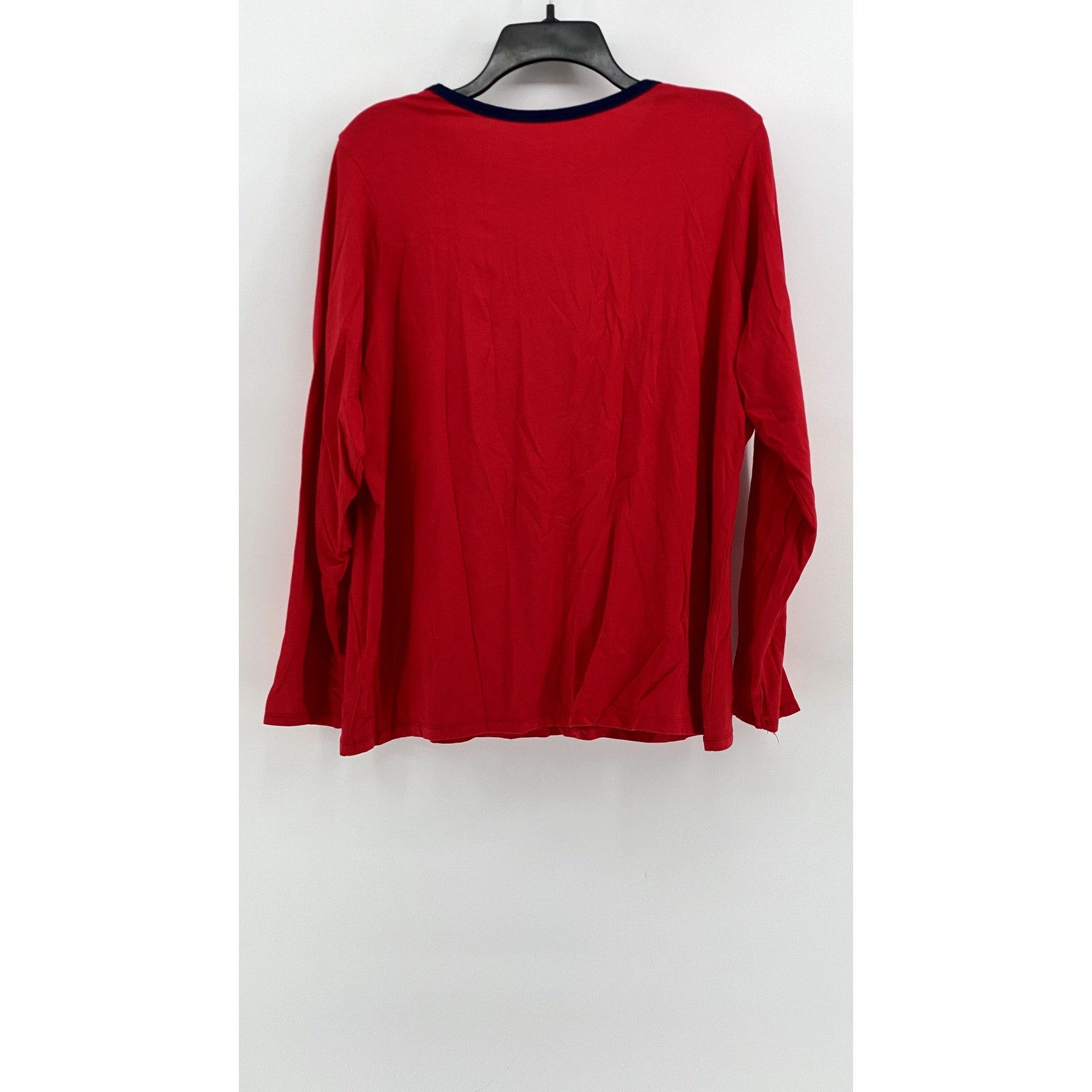 LANDS' END Women's Plus Red Crewneck Long Sleeve Top SZ 1X