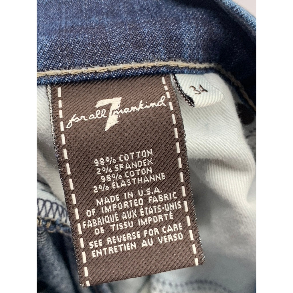 7 FOR ALL MANKIND Men's Blue Denim Austyn Straight Jeans SZ 34