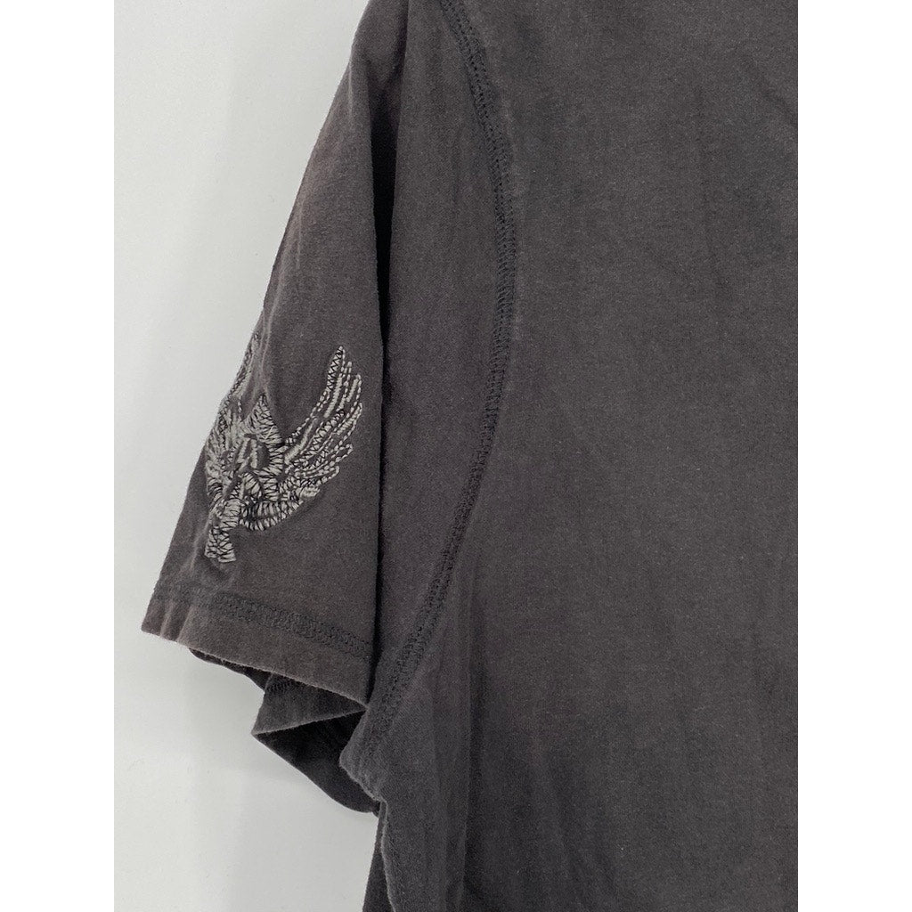 RINGSPUN Men’s Blood Hound Faded Black Patch Graphic Short Sleeve T-Shirt SZ XL