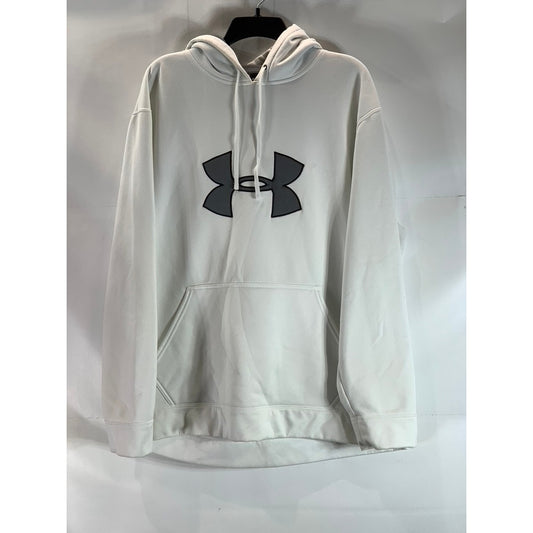 UNDER ARMOUR Men's White/Black Large Graphic Regular-Fit Pullover Hoodie SZ XL