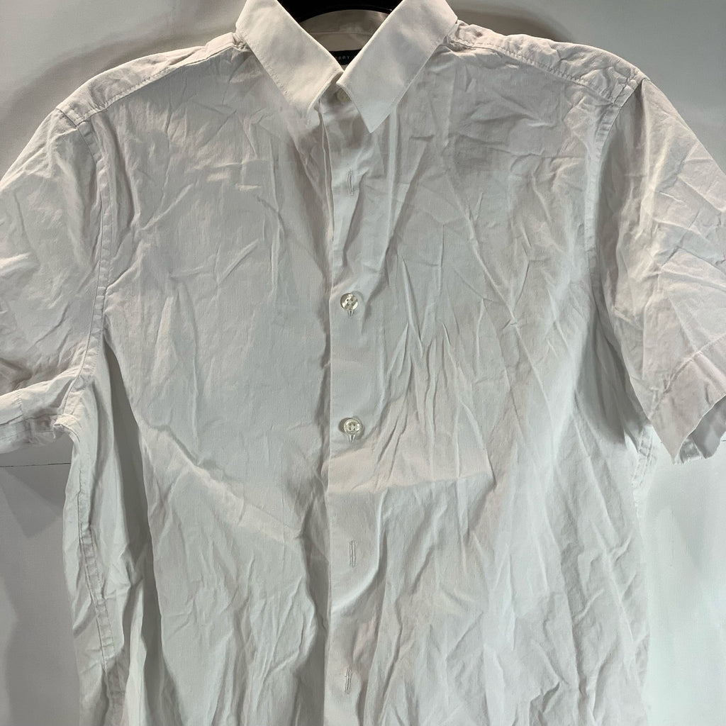 PERRY ELLIS Men's White Textured Dot Stretch Regular-Fit Button-Up Shirt SZ S