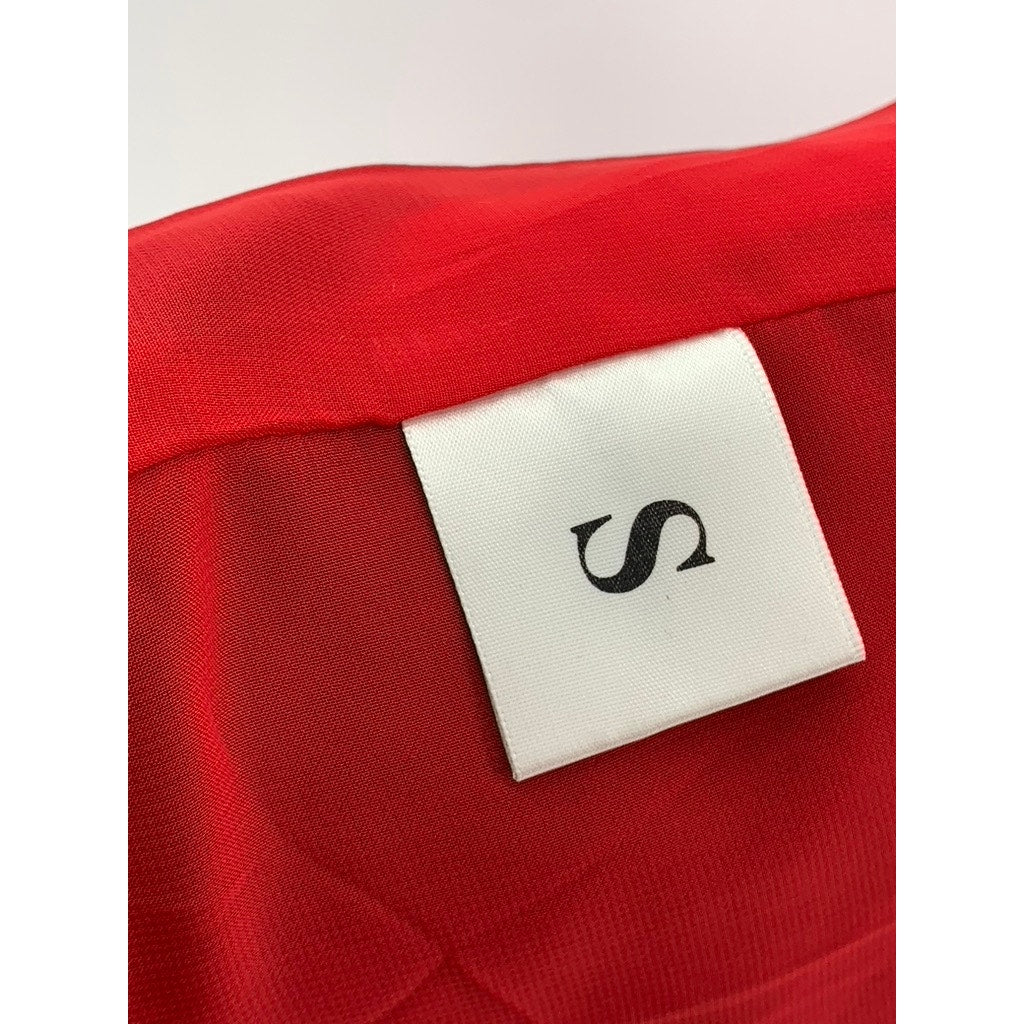 JAMES WOO Women's Red Pleated A-Line Side Midi Skirt SZ S