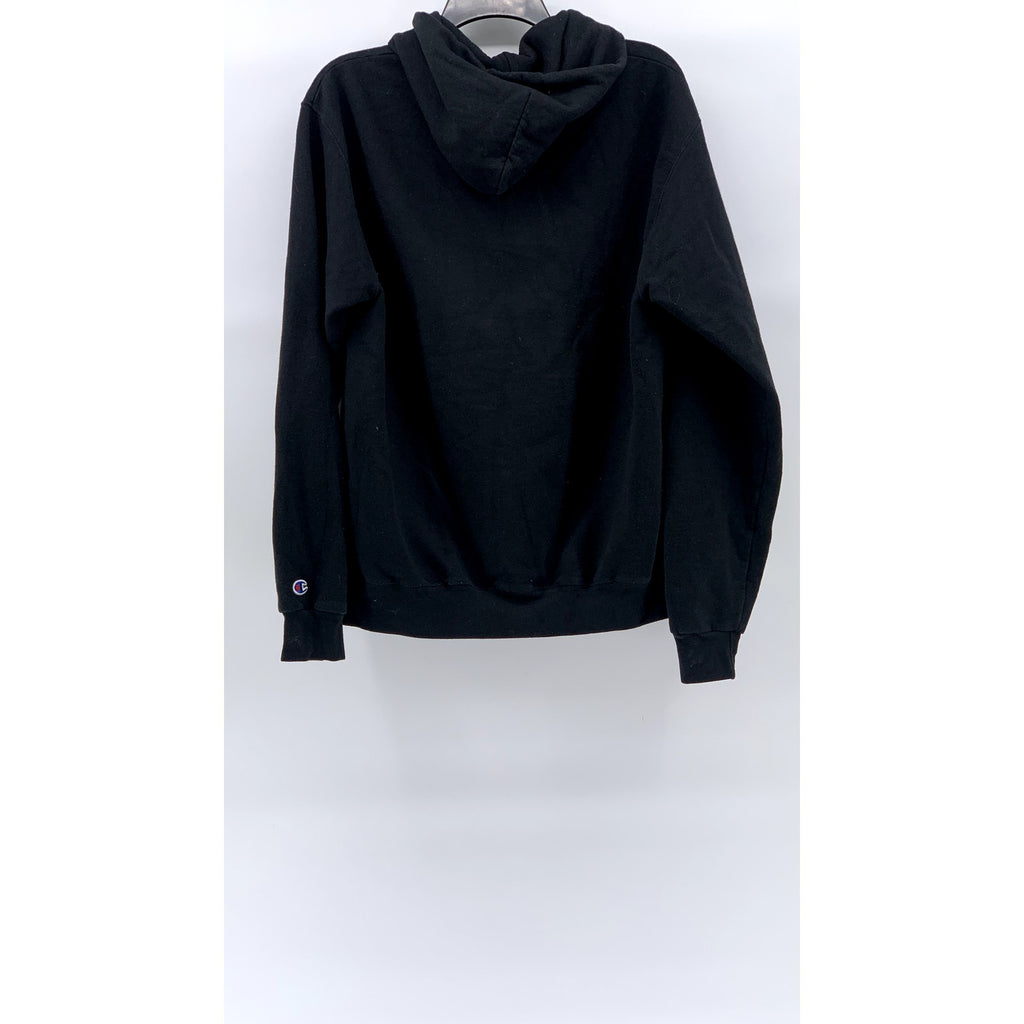 CHAMPION Men's Black Graphic Zip-Up Hooded Long Sleeve Sweater SZ M
