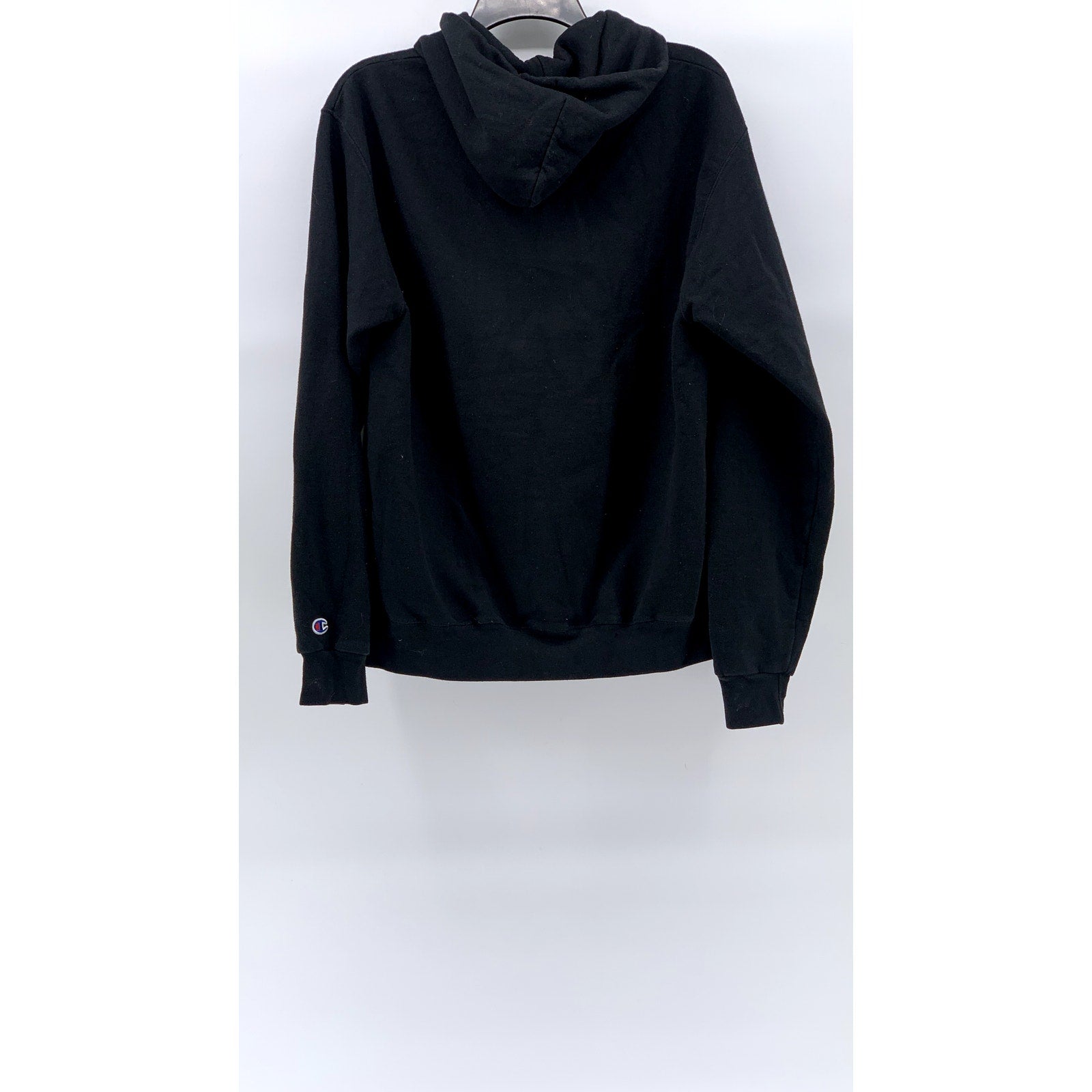 CHAMPION Men's Black Graphic Zip-Up Hooded Long Sleeve Sweater SZ M