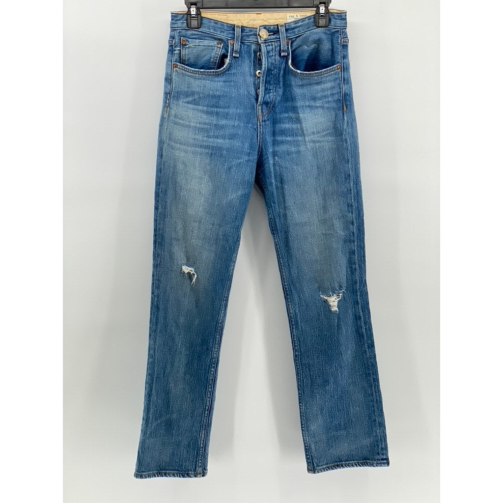 RAG & BONE Women's Orion Distressed Maya High-Rise Ankle Straight Jeans SZ 25