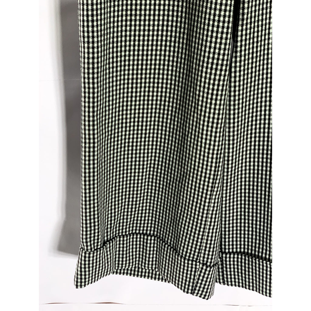 ZARA Women's Black/White Shepherd Check Straight Cuffed Wide-Leg Pant SZ S