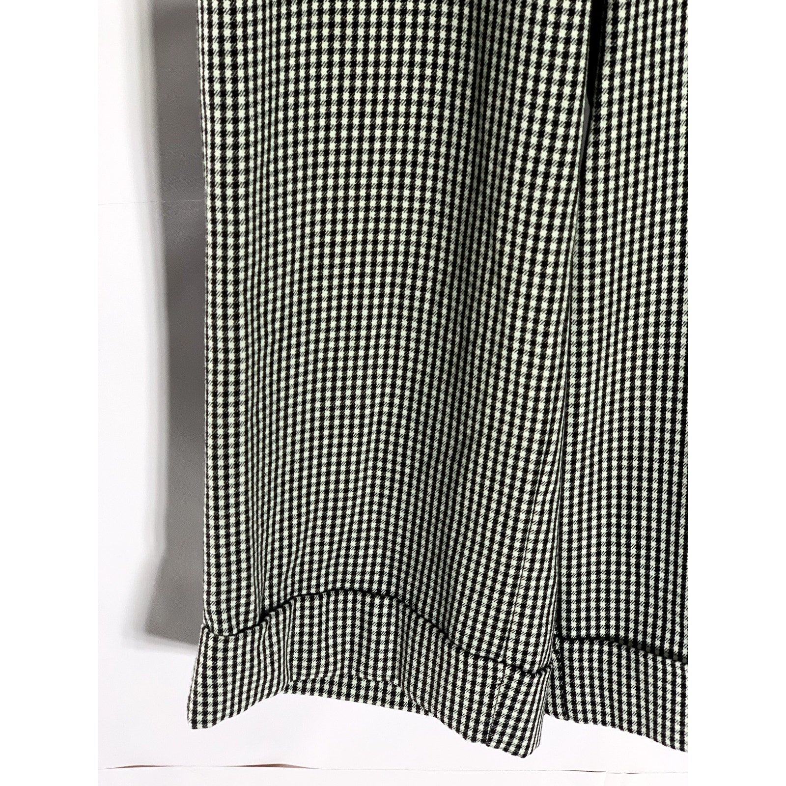 ZARA Women's Black/White Shepherd Check Straight Cuffed Wide-Leg Pant SZ S