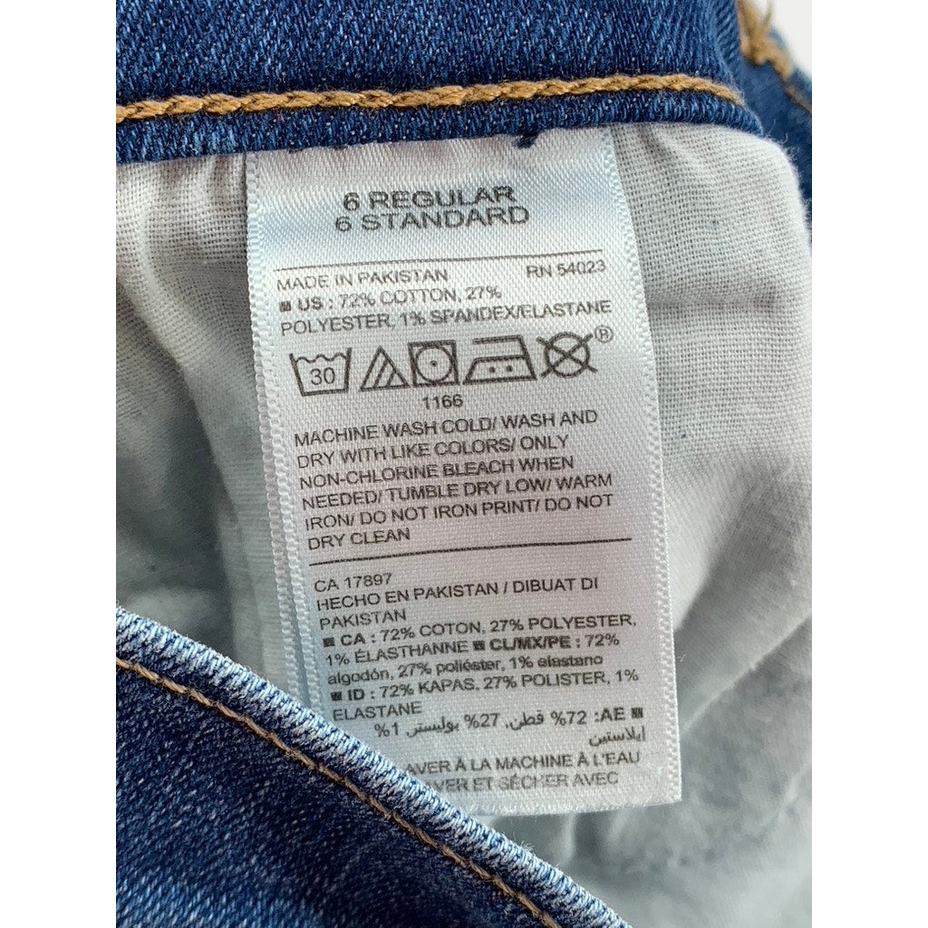 OLD NAVY Women's Blue Distressed Boyfriend Straight Jeans SZ 6