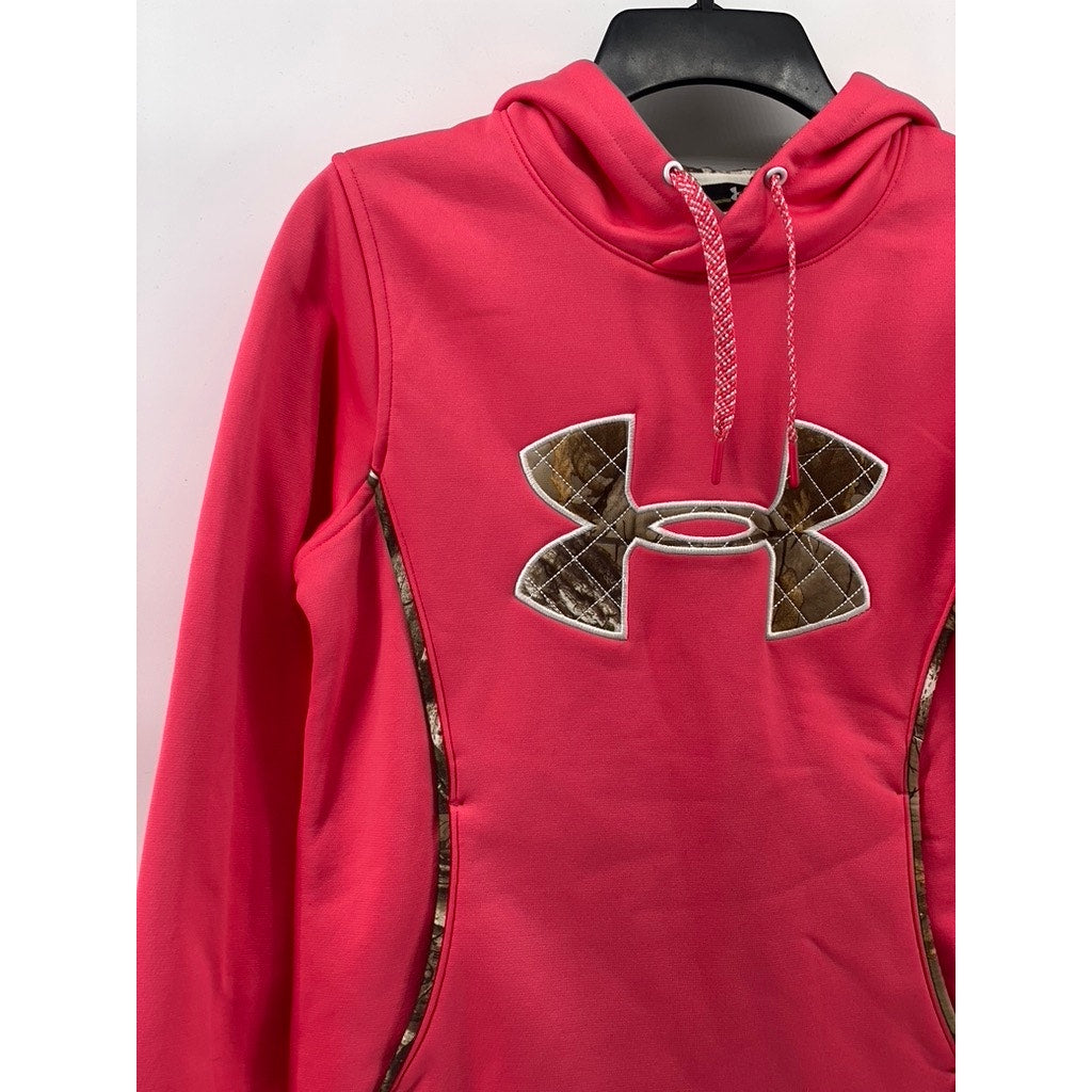 UNDER ARMOUR Women's Neon Pink Semi-Fitted Storm Caliber Hoodie SZ S