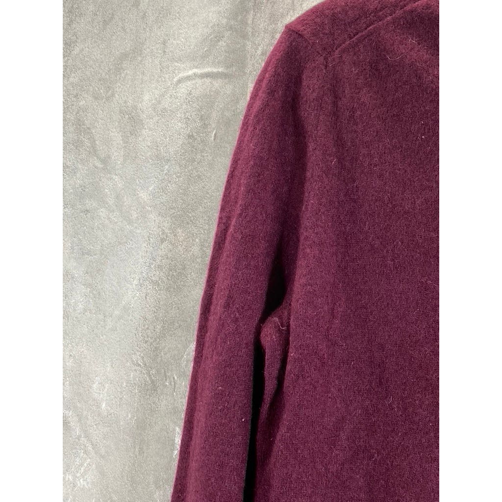 C BY BLOOMINGDALES Women's Burgundy Cashmere V-Neck Pullover Sweater SZ 2XL