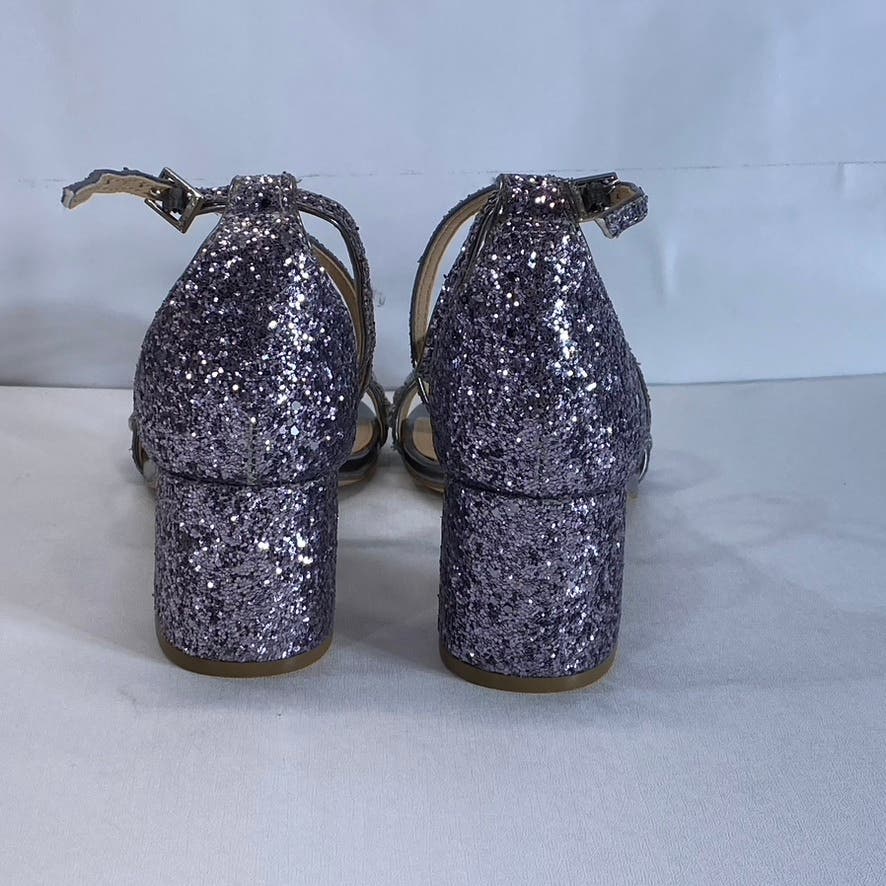 JEWEL BADGLEY MISCHKA Women's Smoke Glitter Claudia Block-Heel Sandals SZ 8