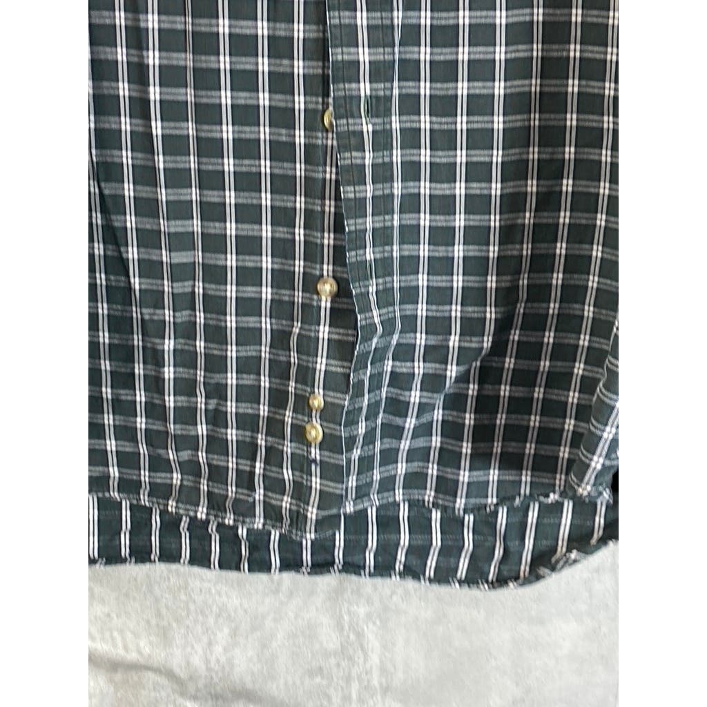 EDDIE BAUER Men's Green Mini Check Button-Up Long Sleeve Shirt SZ L