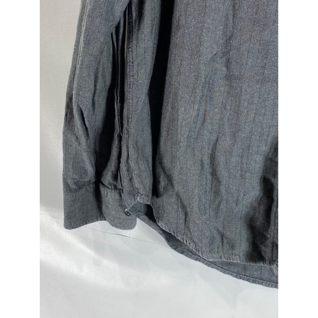 AMERICAN EAGLE Men's Charcoal Herringbone Button-Up Long Sleeve Shirt SZ L