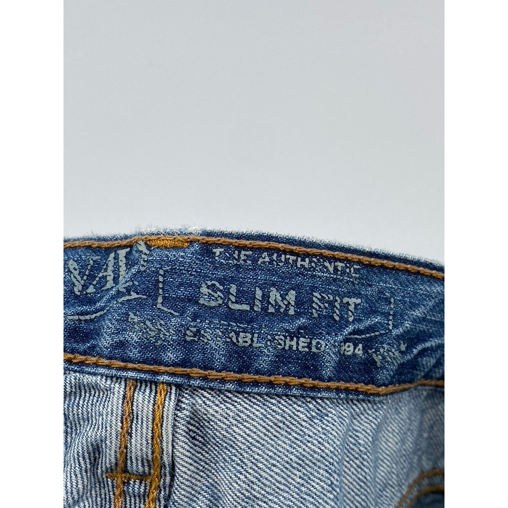 OLD NAVY Men's Light Blue Wash Distressed Slim-Fit Five Pocket Jeans SZ 33X32