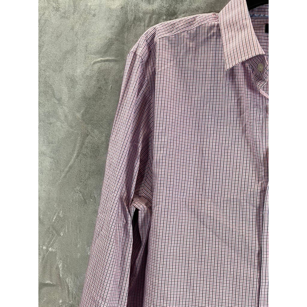 BANANA REPUBLIC Men's Red Mini Check Non-Iron Slim-Fit Button-Up Shirt SZ XL