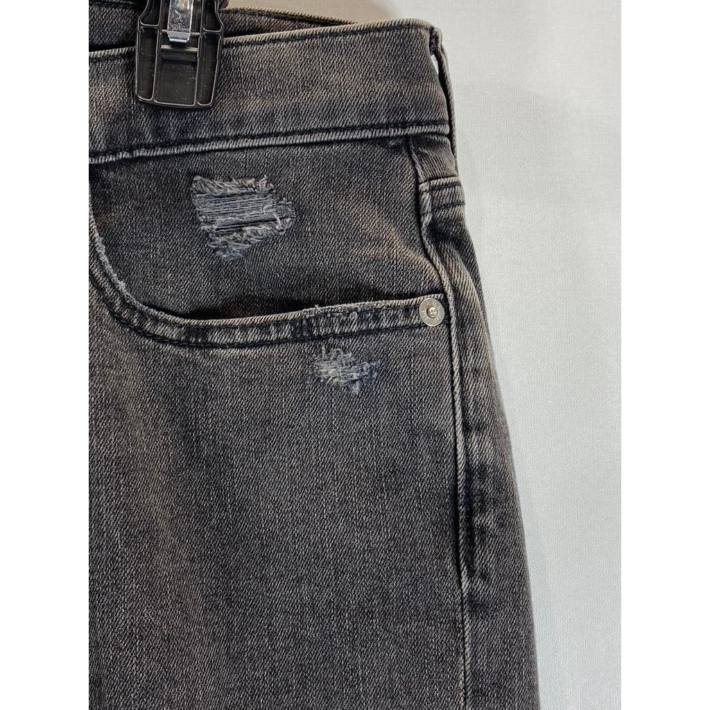 ABERCROMBIE & FITCH Men's Washed Black Distressed Athletic Skinny-Fit Jean SZ 34