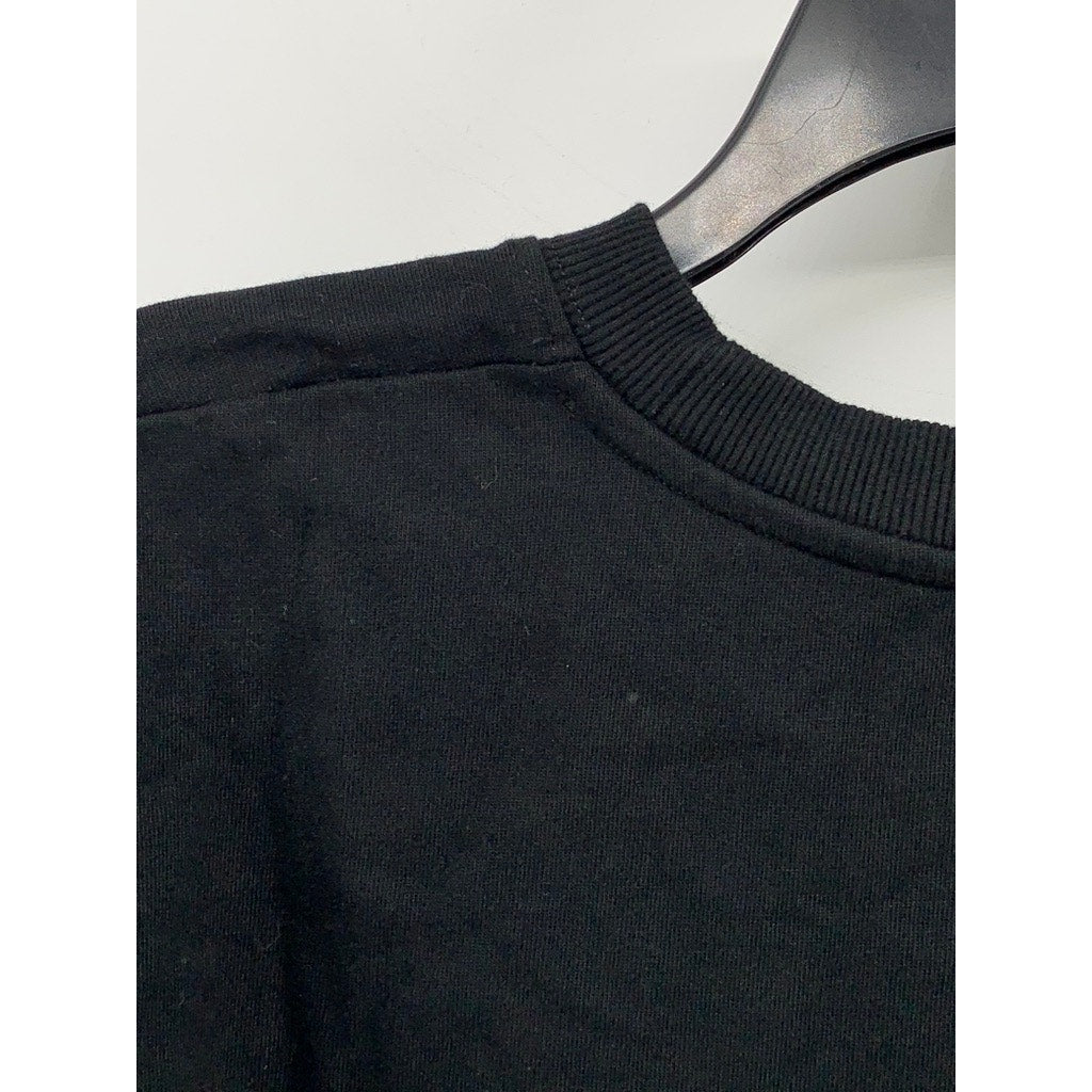 ZARA Women's Black Solid Crewneck Cropped T-Shirt SZ S