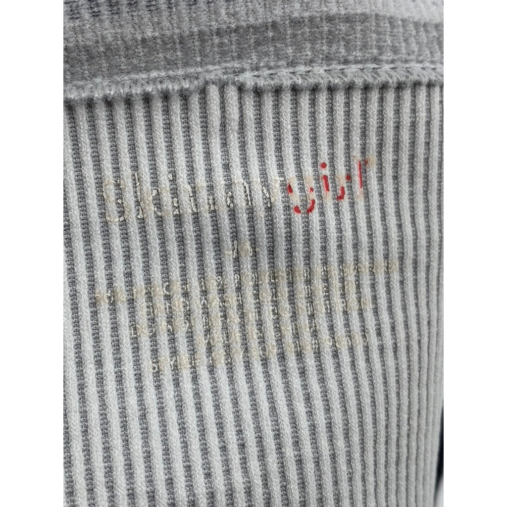 SKINNYGIRL Women’s Gray Striped Scoop-Neck Spaghetti Strap Cropped Tank Top SZ M