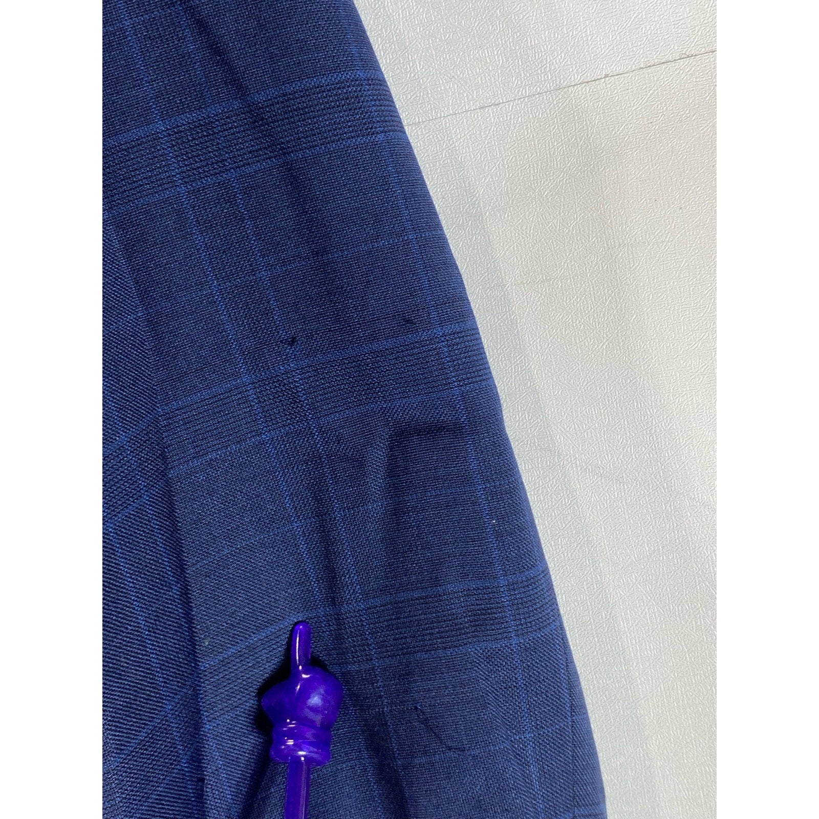 TOMMY HILFGER Men's Blue Plaid Wool-Blend Two-Button Short Blazer SZ 40S