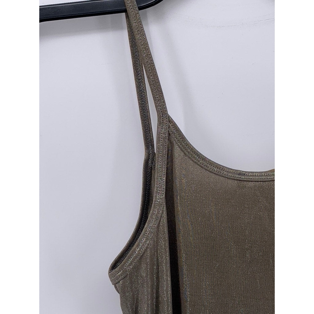 PH8 Women's Taupe Silver Scoop-Neck Spaghetti Strap Lightweight Tank SZ XS