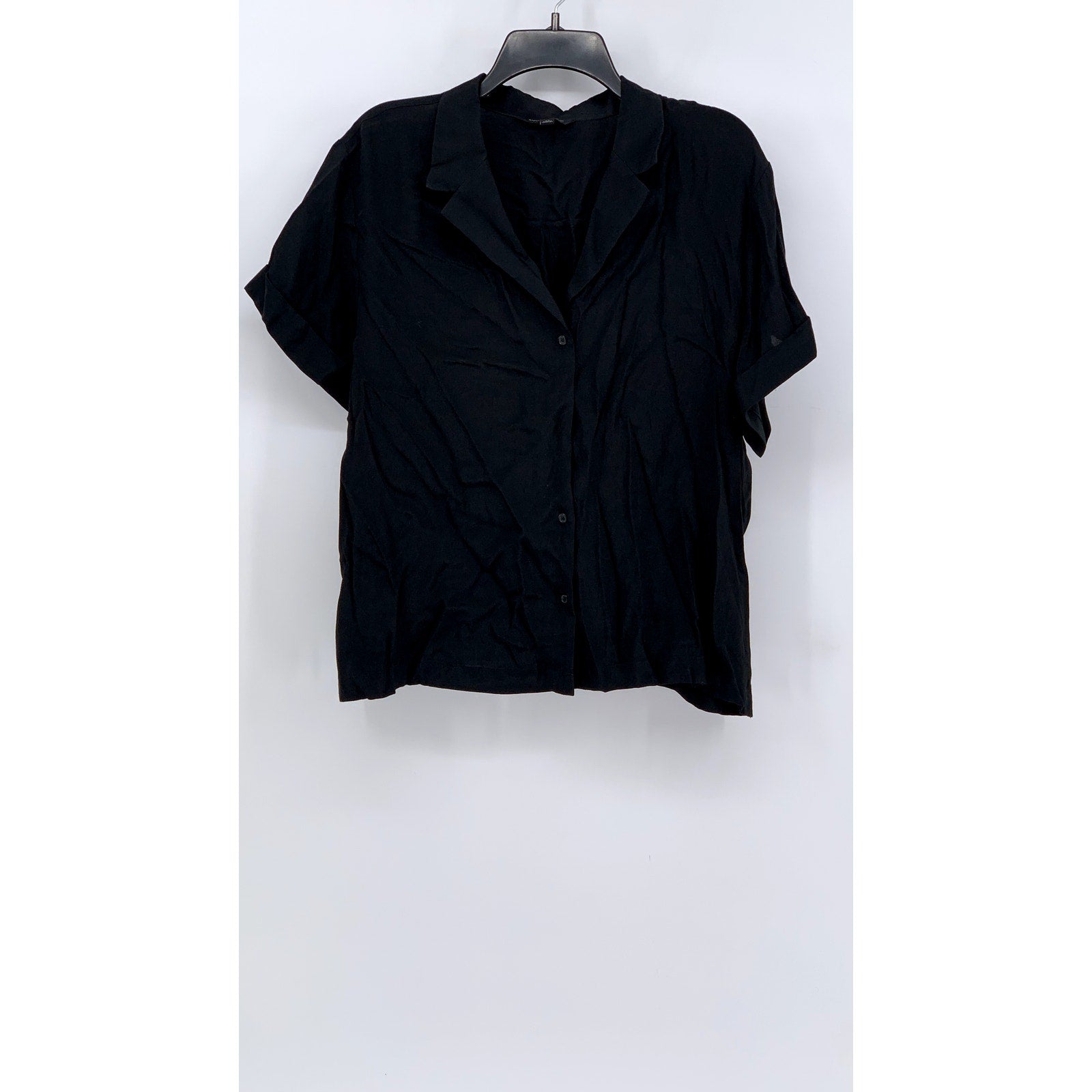 BANANA REPUBLIC Men's Black Short Sleeve Button-Up Cuban Shirt SZ XL