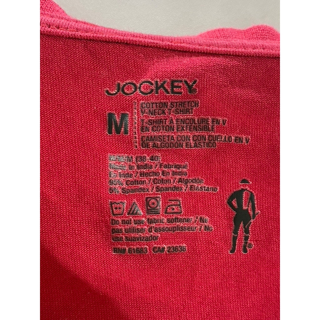 JOCKEY Men’s Red Solid Cotton Stretch V-Neck Short Sleeve T-Short SZ M