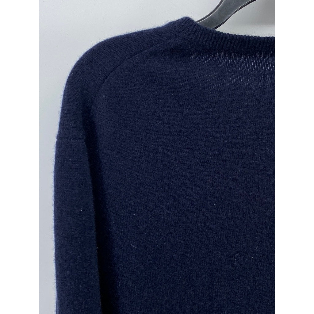J.CREW Men’s Navy Blue V-Neck Italian Cashmere Long Sleeve Sweater SZ L