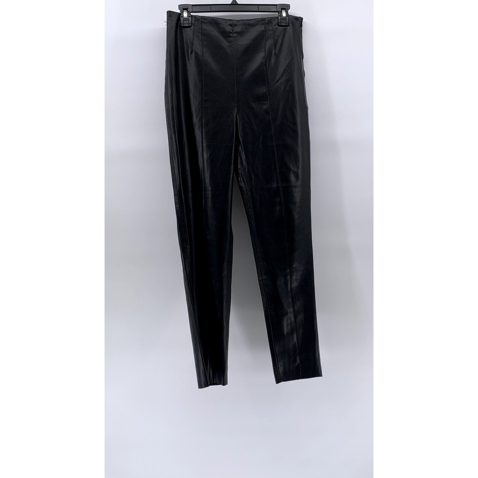 ZARA Women's Black Faux Leather High-Rise Pull-On Ankle Pants SZ L