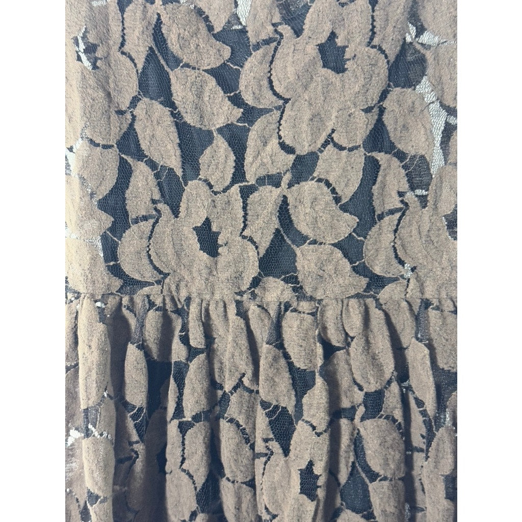 WESTON WEAR ANTHROPOLOGIE Women's Brown Unconditional Osier Lace Mini Dress SZ M