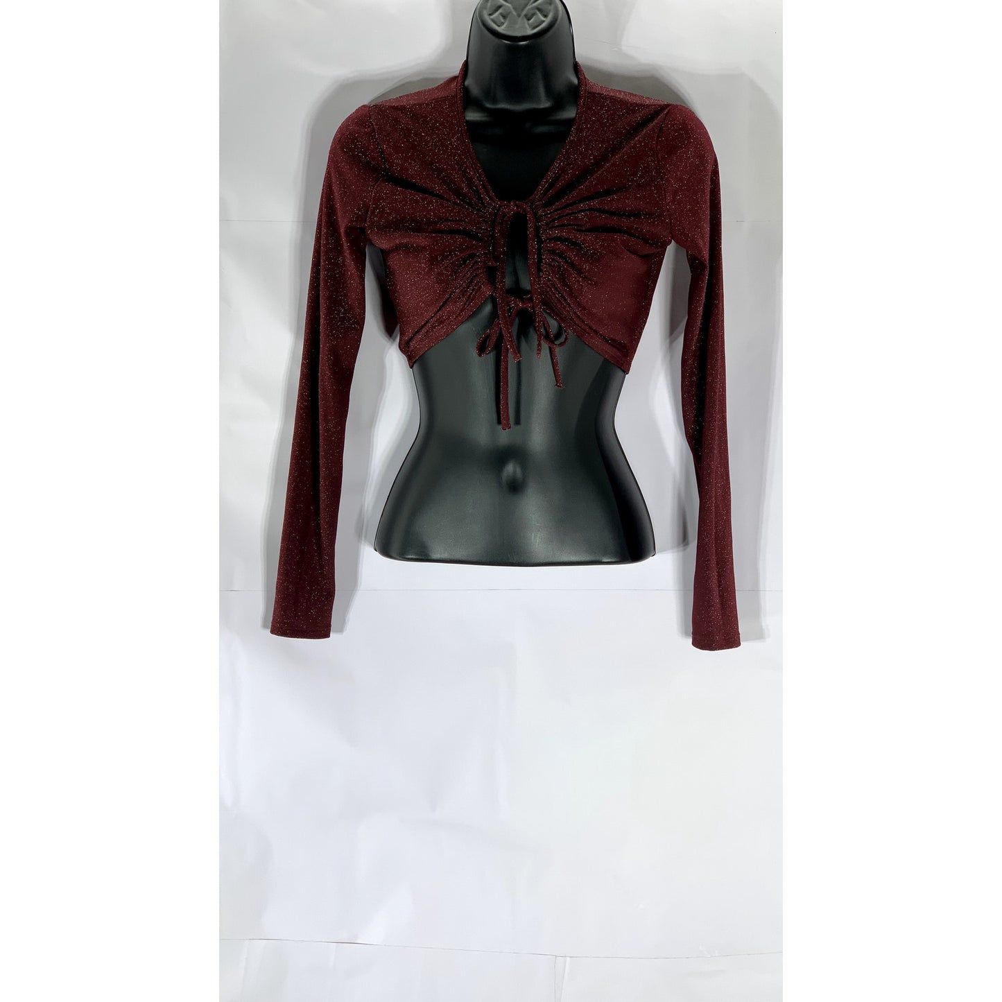 SAVAGE X FENTY Women's Red Cocoa Tie-Front Sleep & Shine Shimmering Top SZ XS