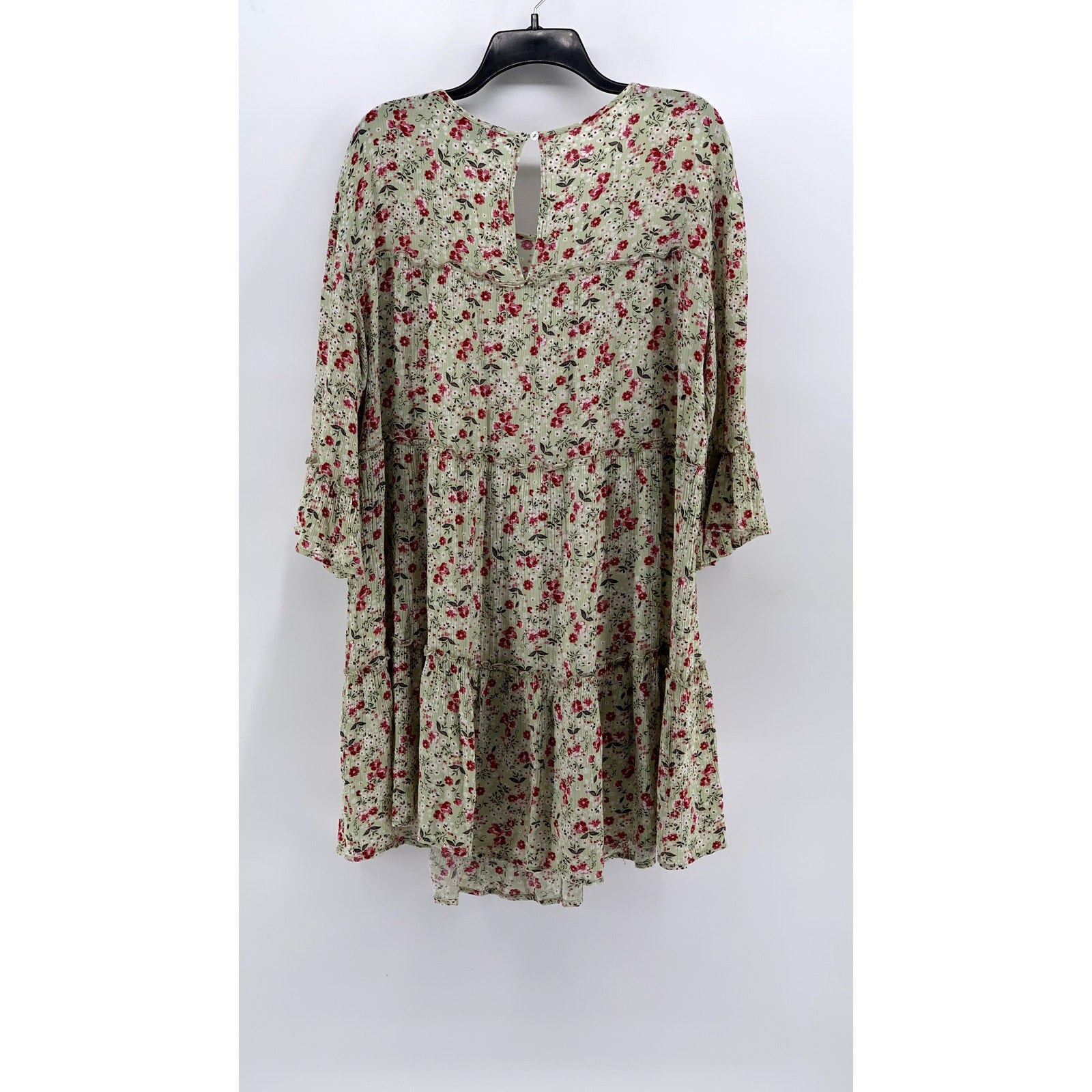 SUZANNE BETRO Women's Light Green Floral Long Sleeve A-Line Dress SZ XL