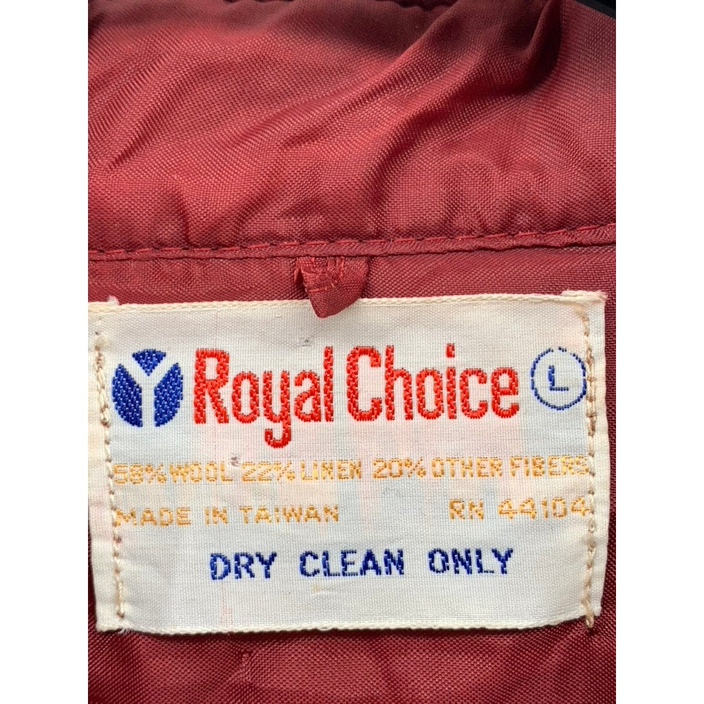 ROYAL CHOICE Men's Red-Black Vintage Plaid Wool-Linen Shirt Jacket SZ L