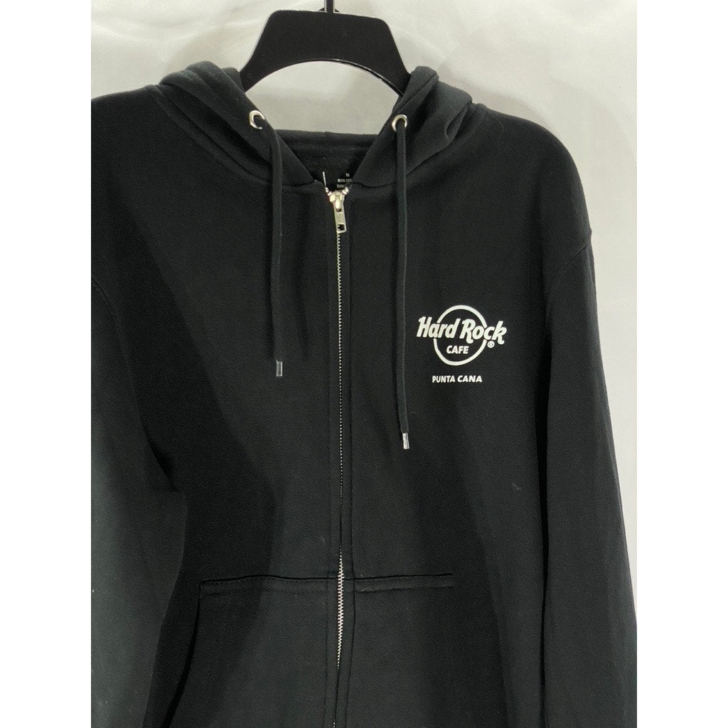 HARD ROCK Men's Black Punta Cana Dominican Republic Graphic Zip-Up Sweater SZ M