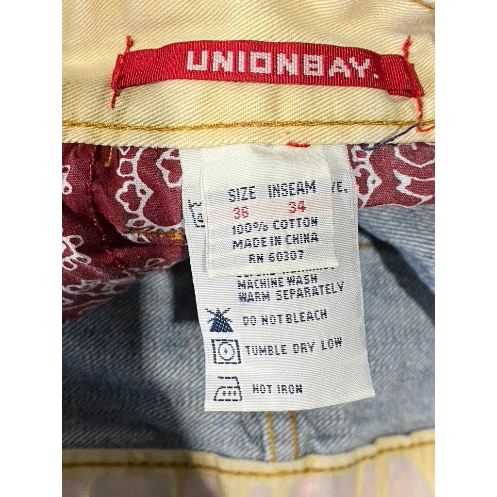 UNIONBAY Men's Blue Vintage Loose-Fit Straight Leg Five-Pocket Jeans SZ 36X34